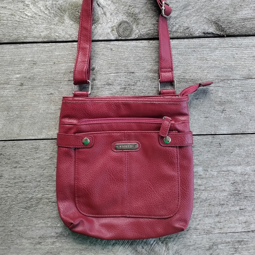 Red Leatherette Rosetti Crossbody Bag
